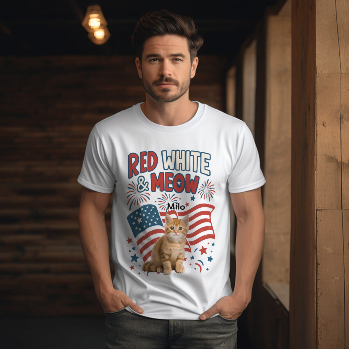 Red White Meow Shirt – Personalized 4th of July Cat Shirt
