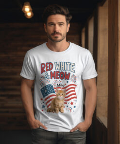 Red White Meow Shirt – Personalized 4th of July Cat Shirt
