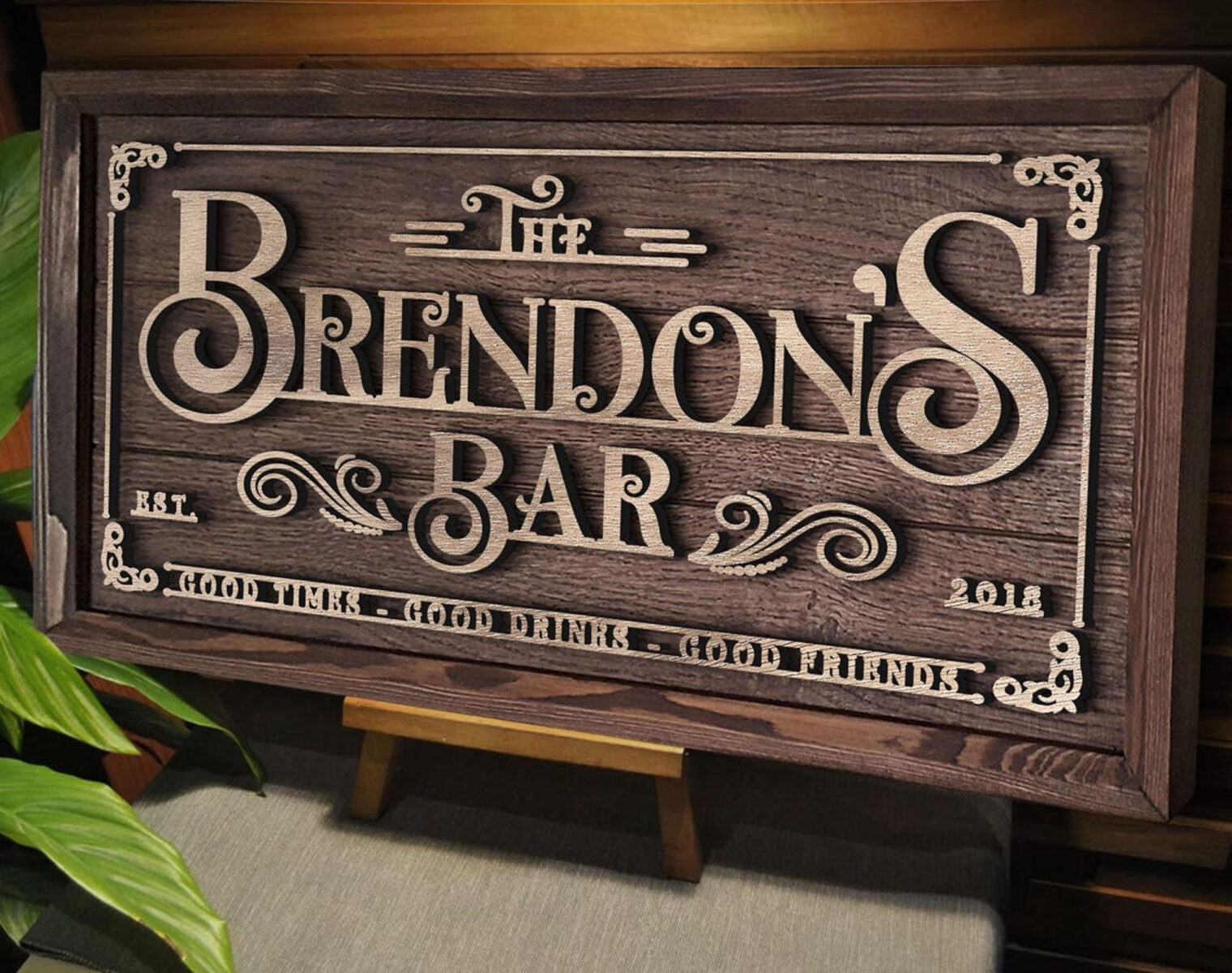 Personalized Handmade Oak Tree Bar Sign - Custom Wood Bar Sign