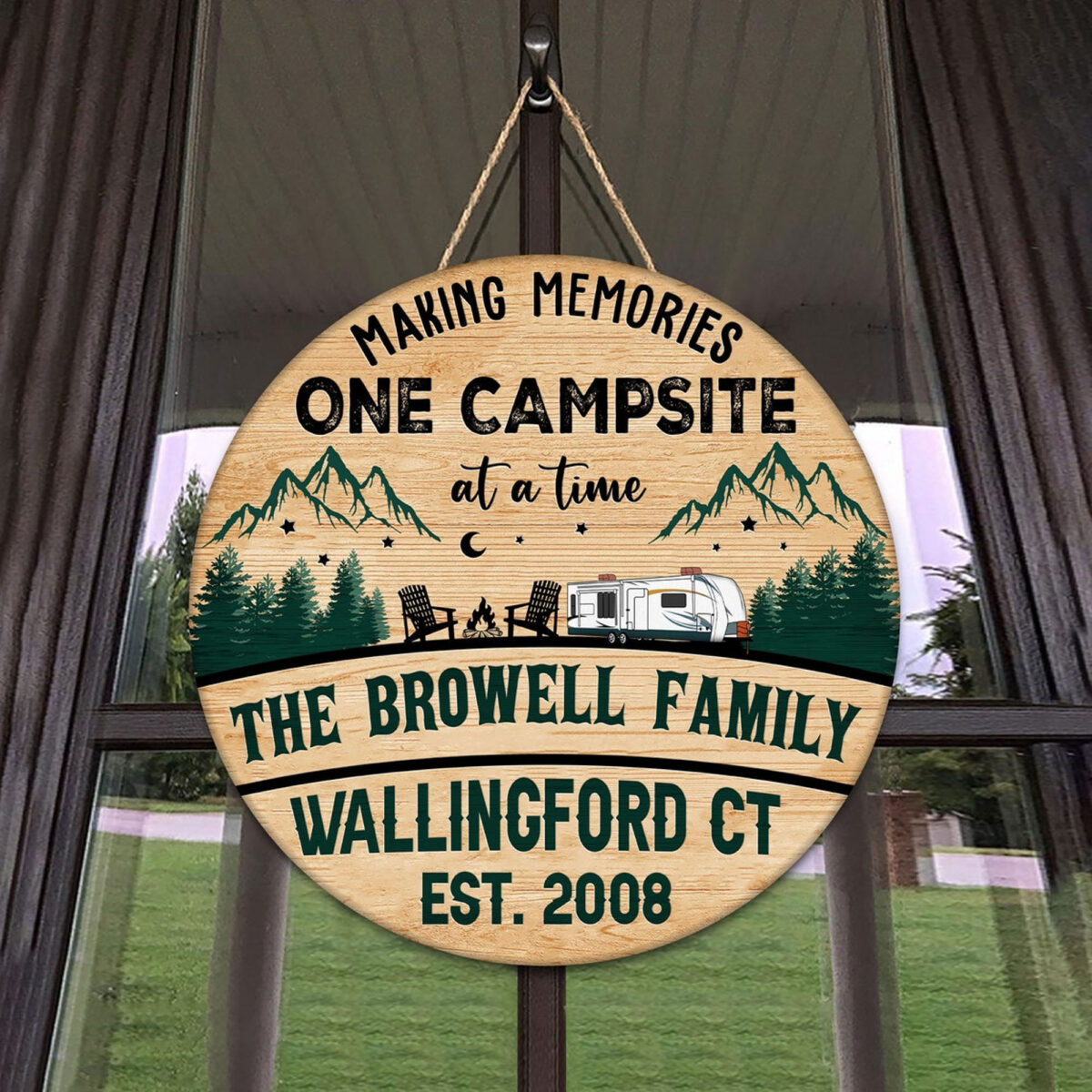 Personalized One Campsite Wood Sign - Campsite Wooden Sign - Custom Name Campsite Sign