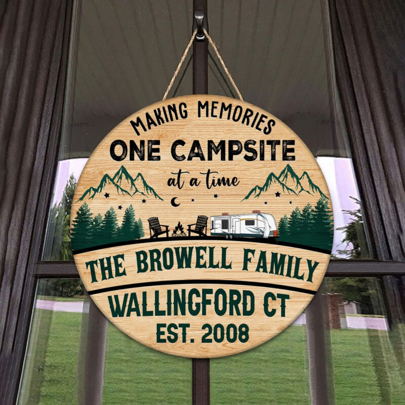 Personalized One Campsite Wood Sign - Campsite Wooden Sign - Custom Name Campsite Sign