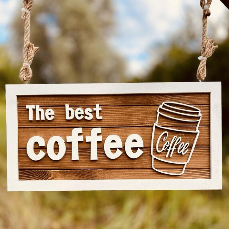 Wooden Hanging Business Sign with Custom Text - 3D Wood Sign on Chains