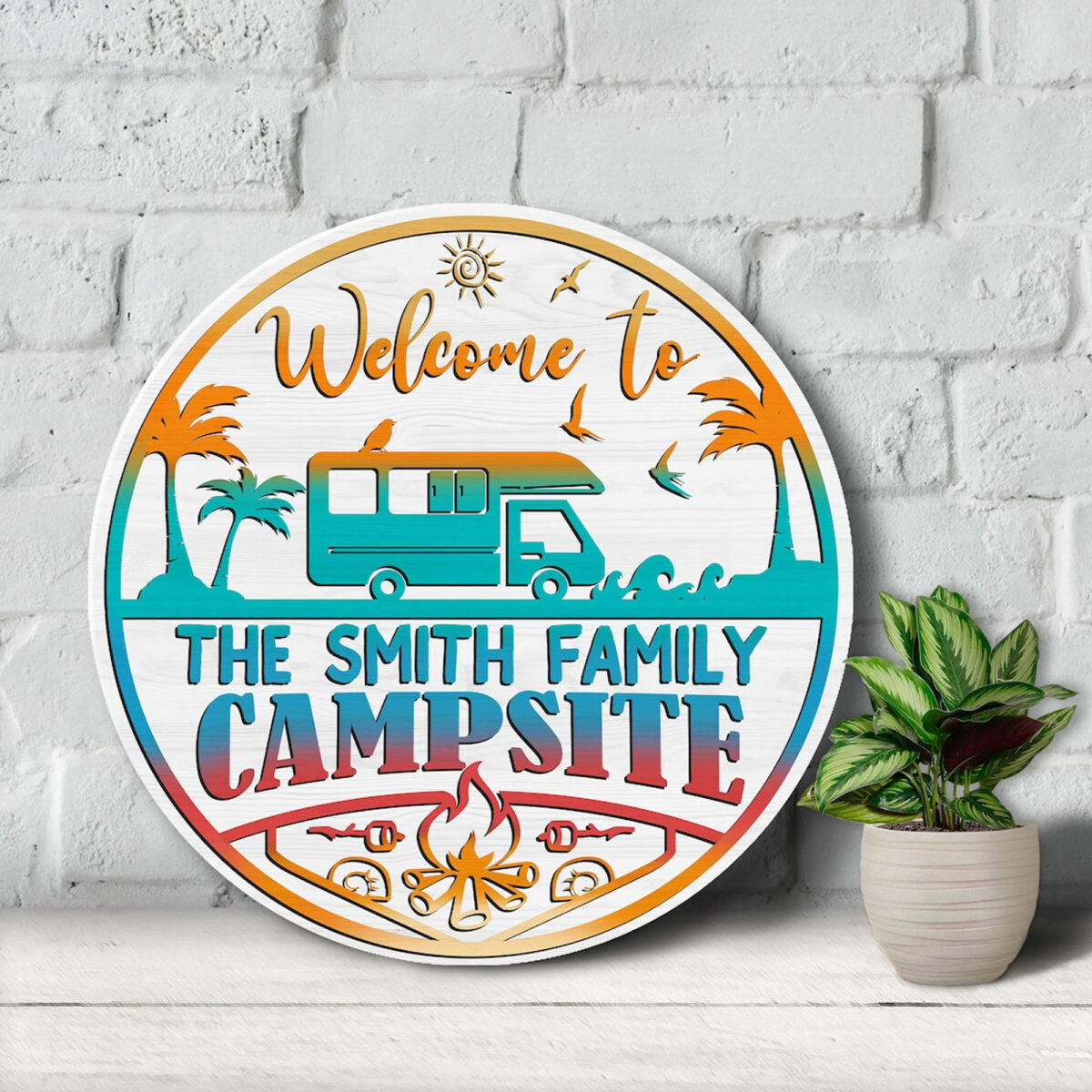 Personalized Welcome To Campsite Wooden Sign - Camping Sign