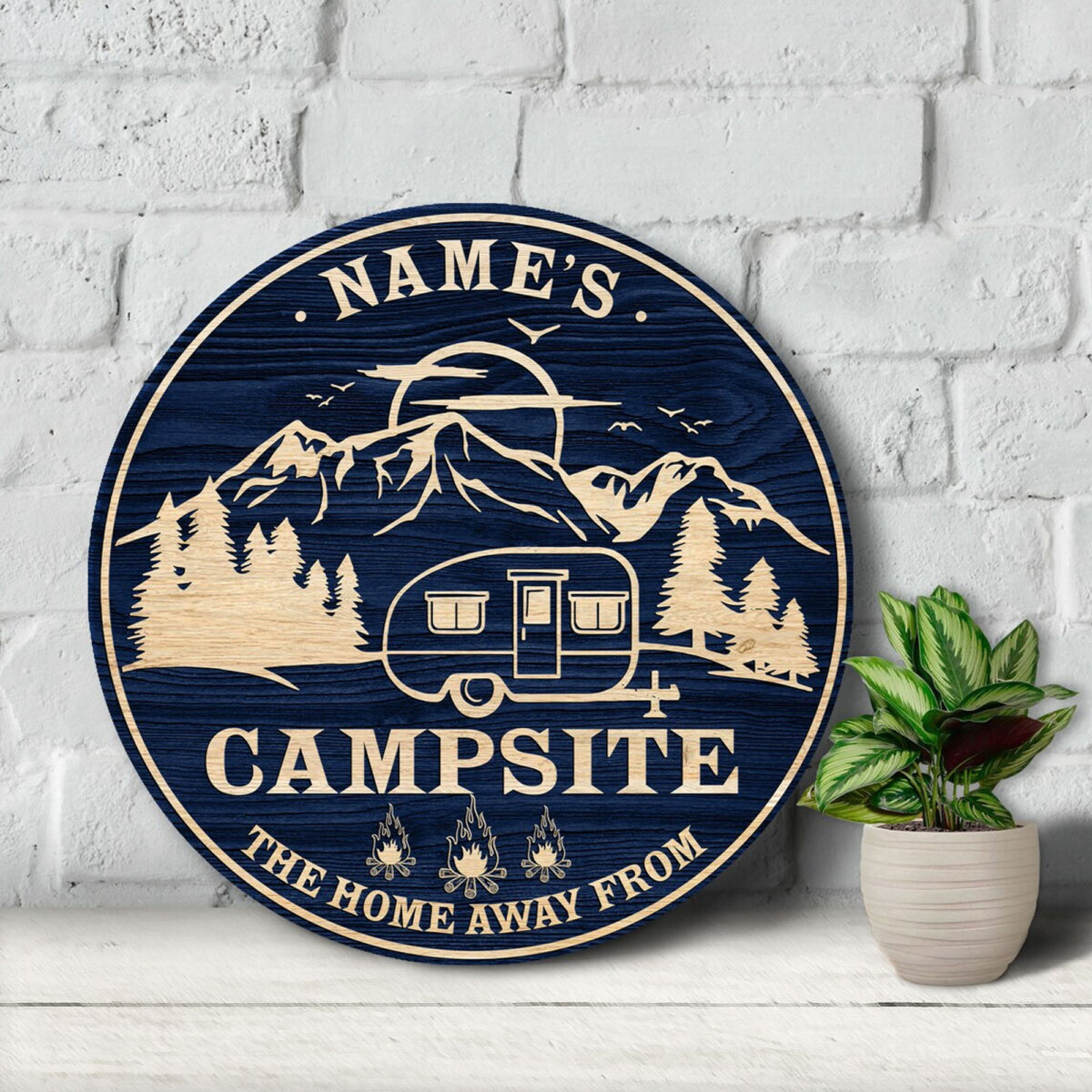 Personalized Campsite Wooden Sign - Custom Name Campsite Sign
